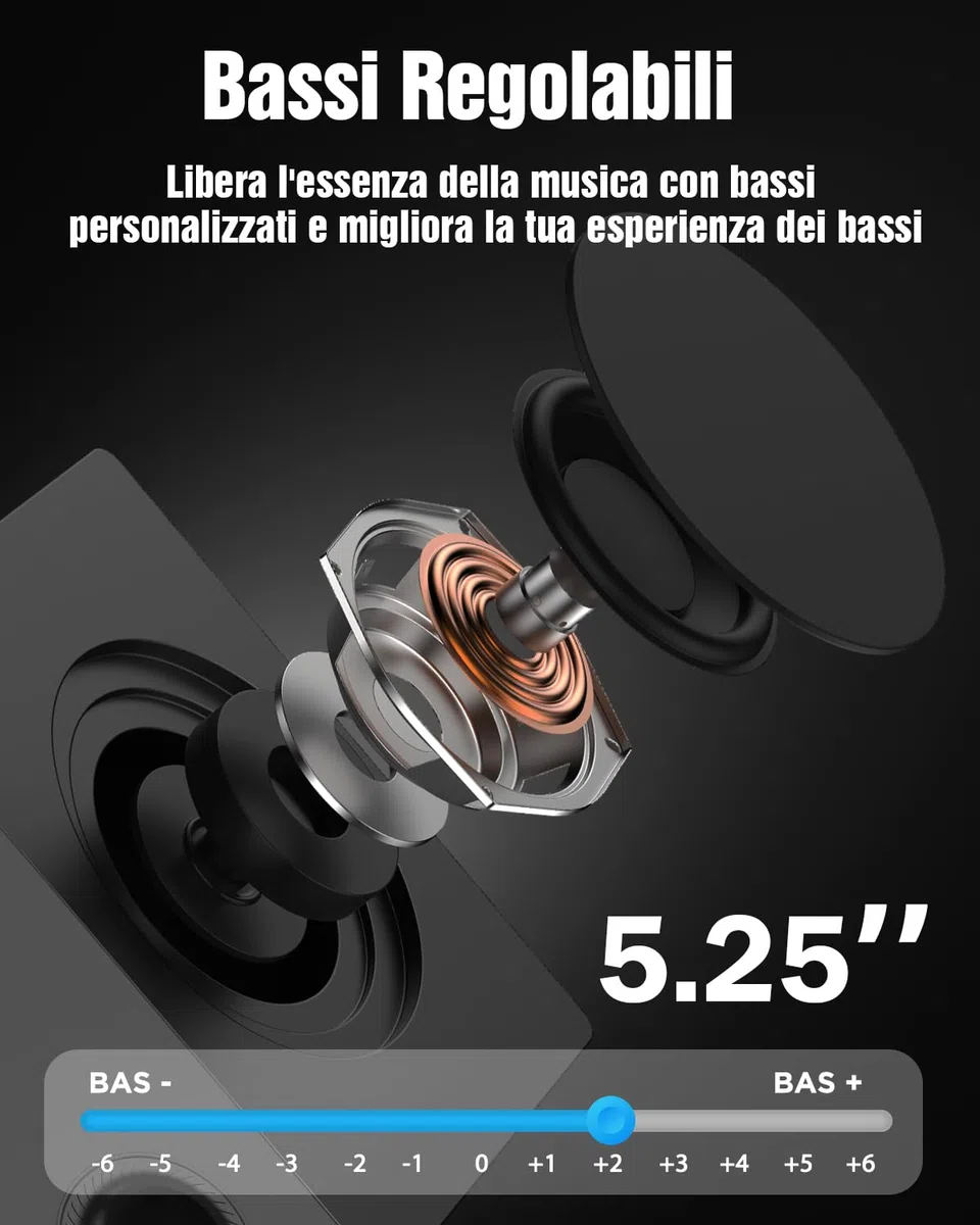 Hiwill 5.1CH Soundbar, Home Theatre Dolby Atmos Surround Casse, 2 Altoparlanti Surround Cablati, TV Sound Bar, Bluetooth PC Speaker con Subwoofer da 5.25'', 380W Potenza di Picco, eARC/OPT, 2025