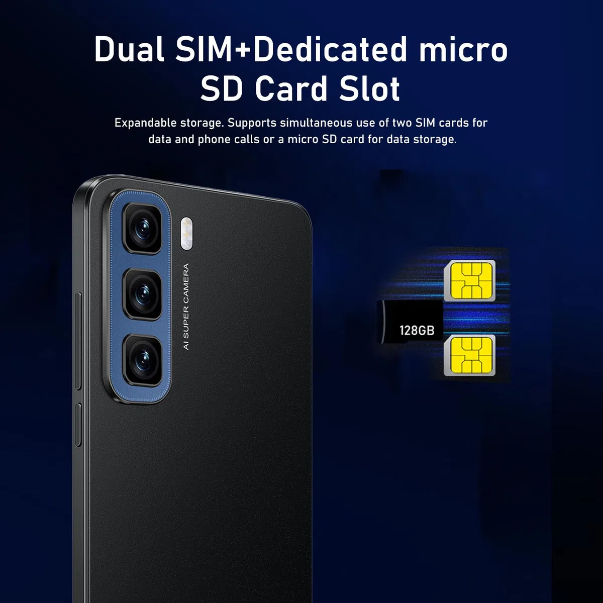 J24Ultra Telefoni Cellulari, 5.0'' Dual SIM Doppia Fotocamera, 16GB ROM Espansione 128GB, Android 9.0, Face ID/WiFi/GPS 3G Cellulare (Blu)