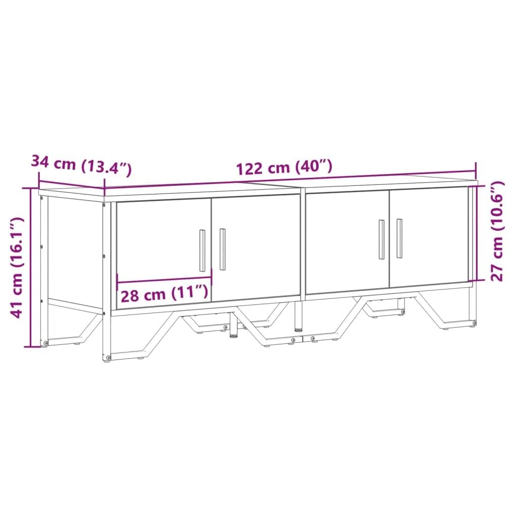 vidaXL Mobile Porta TV Rovere Fumo 122x34x41 cm in Legno Multistrato