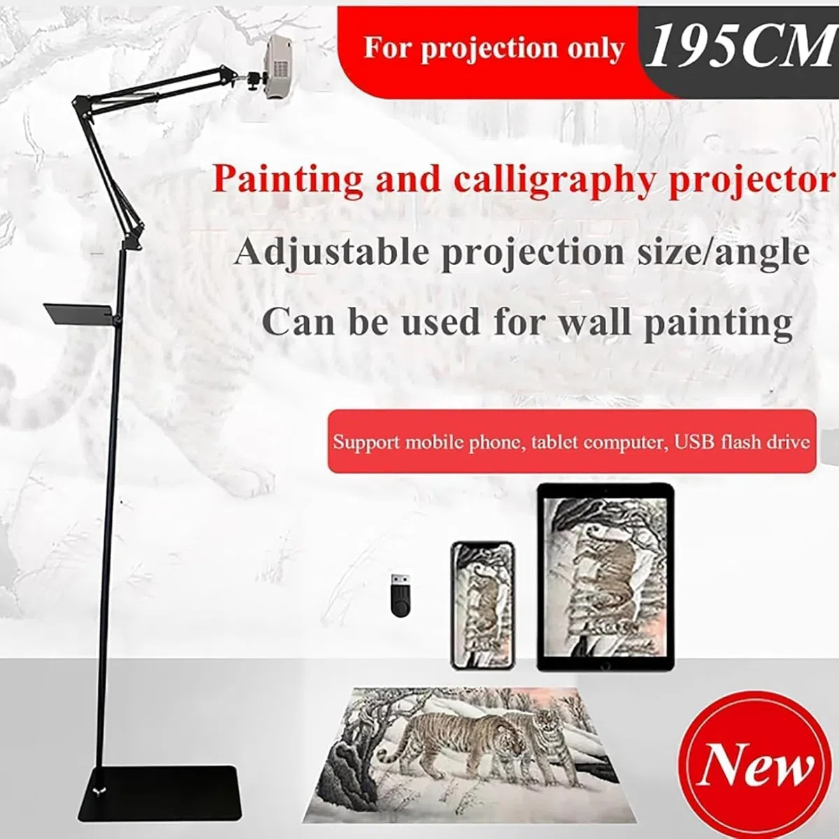 Proiettore artistico, strumento di disegno portatile, dimensioni e angolo regolabili, proiezione da 40,6 a 280,6 cm, immagini chiare e prive di fantasmi, ideale per artisti e principianti