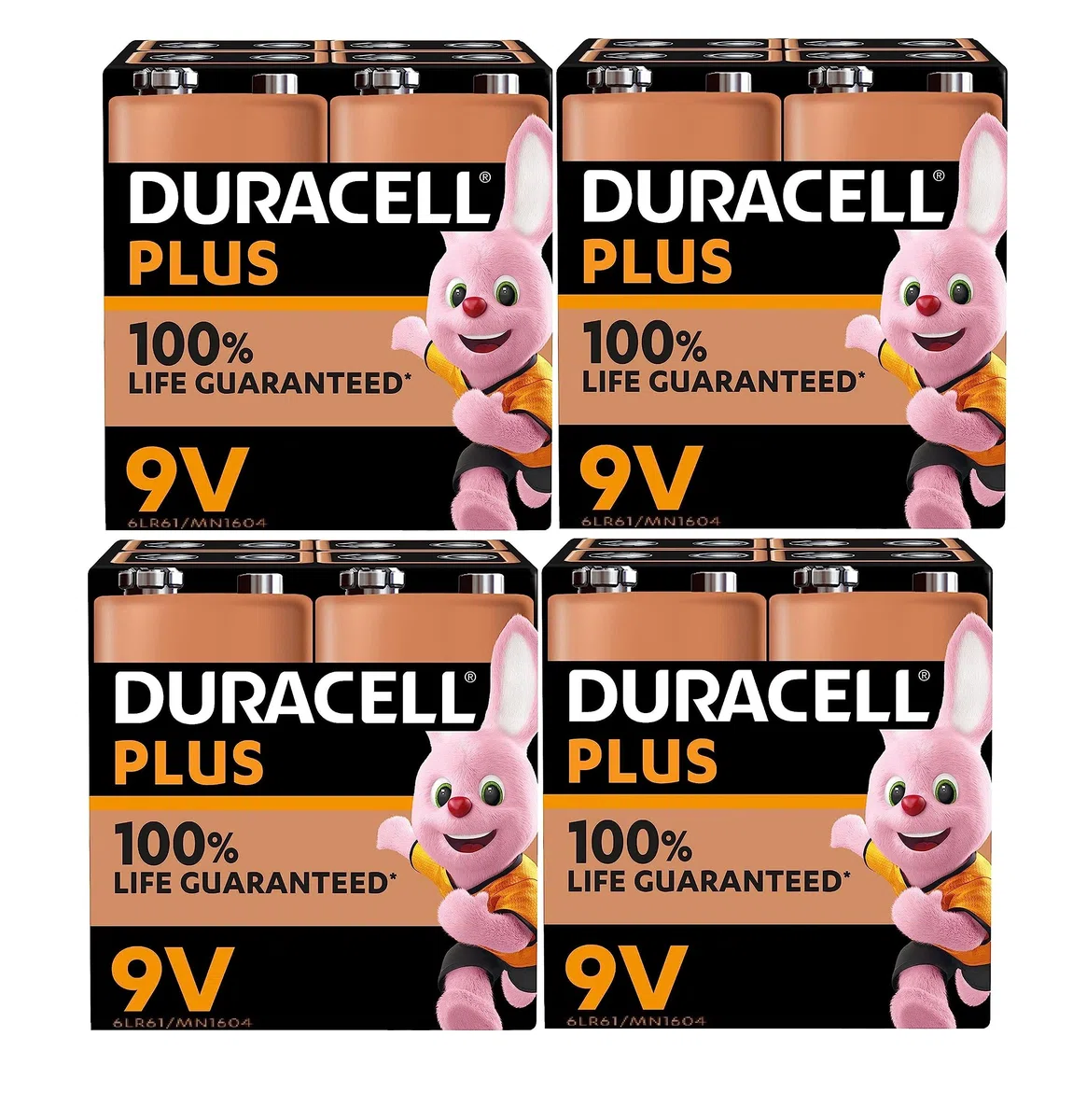 16X Duracell 9V Plus (4 Blister Da 4 Batterie) 16 Pile (6LR61/MN1604)
