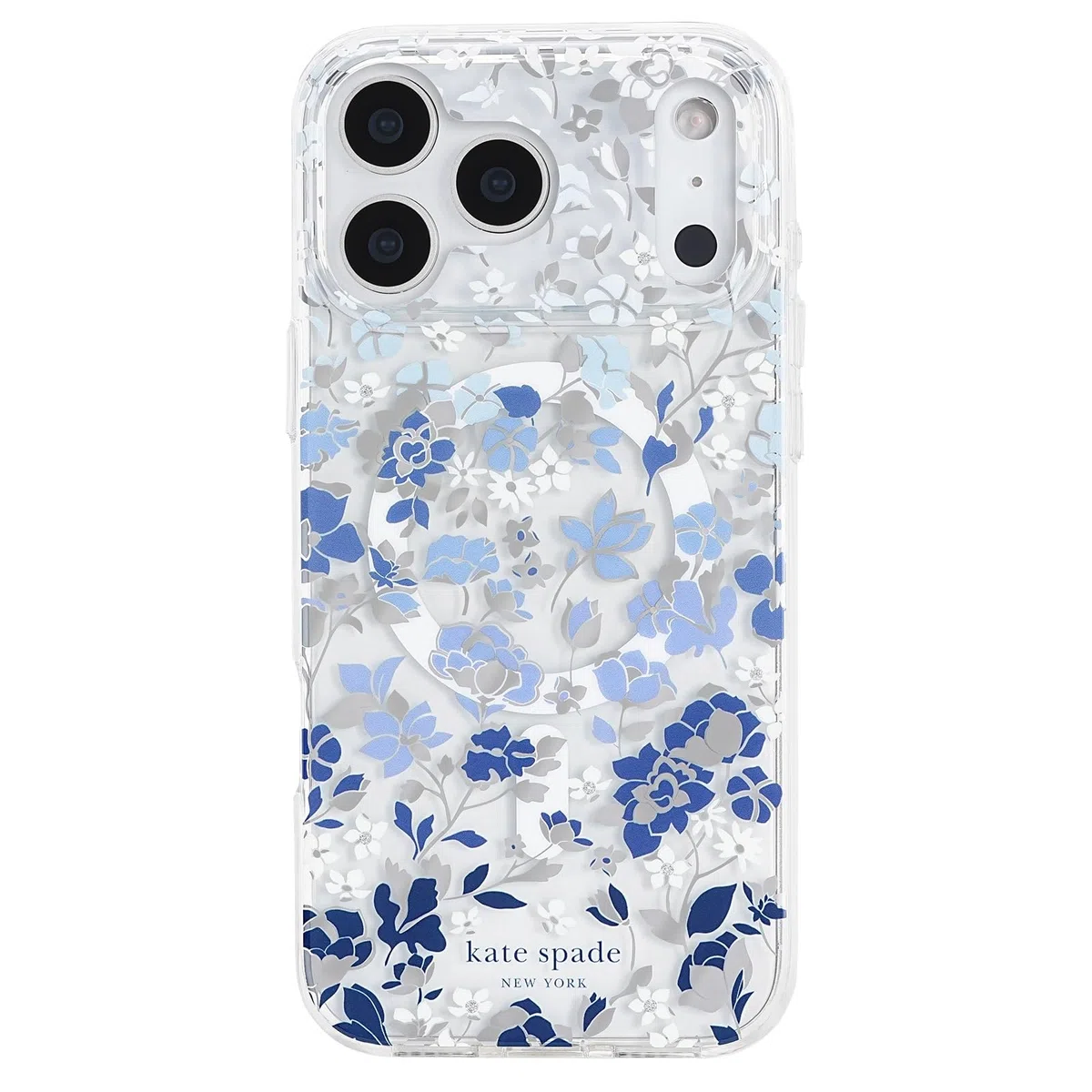 Kate Spade New York Custodia per iPhone 17 Pro Max - Compatibile con MagSafe - Custodia per telefono di design - Gemme blu aiuola