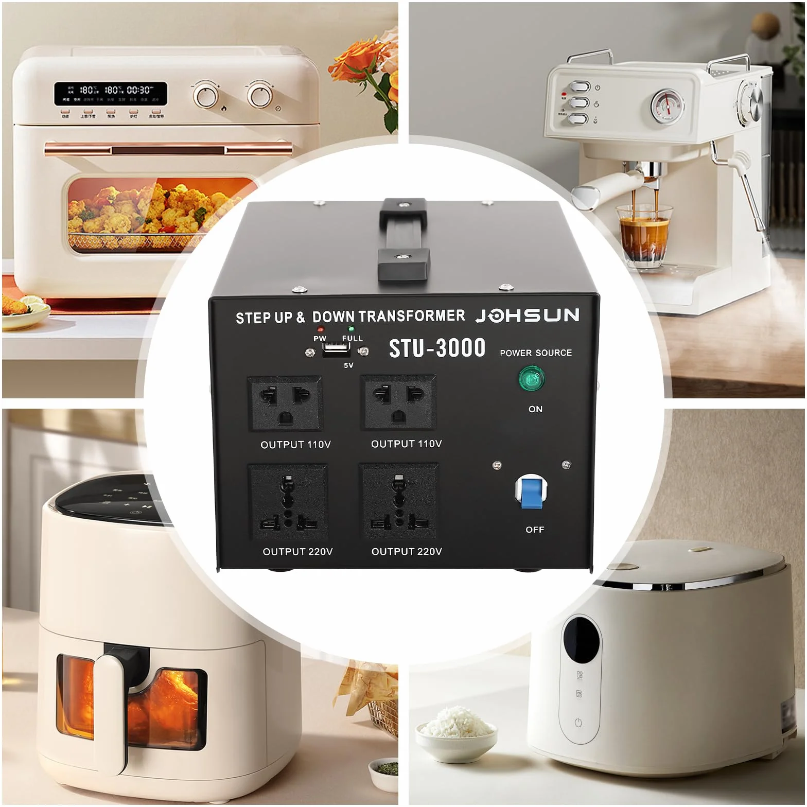 Trasformatore di tensione da 2400 W, Trasformatore multifunzione, Conversione da 110 V a 220 V, Trasformatore di tensione per tutti i dispositivi elettronici ed elettrici