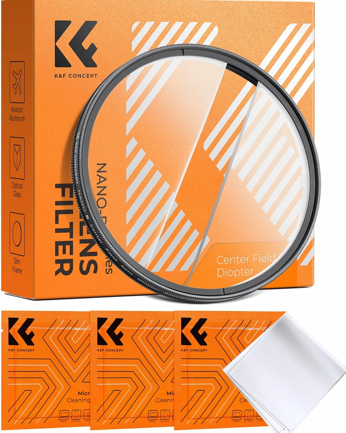 K&F CONCEPT 82mm Filtro Effetto Diottrico a Campo Centrale, Filtro Prisma Lineare per Vetro Ottico K9, Effetto Filtro di Sfumatura Rifrazione Colore Ripetuto in Primo Piano