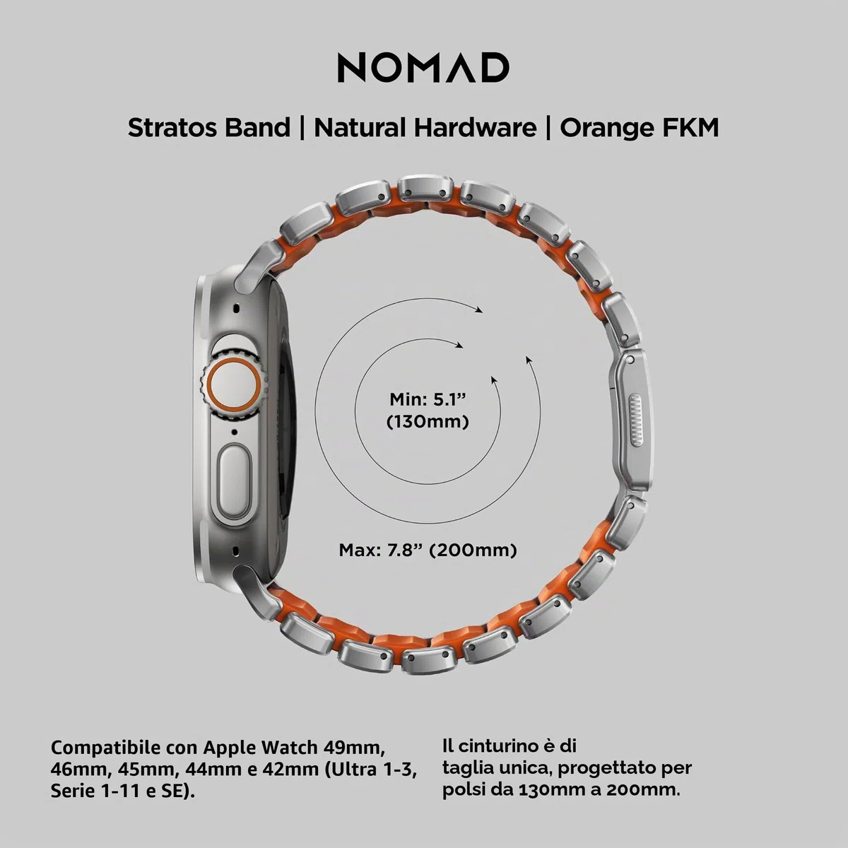 NOMAD Stratos Cinturino I per Apple Watch 42/44/45/46/49 mm, design ibrido