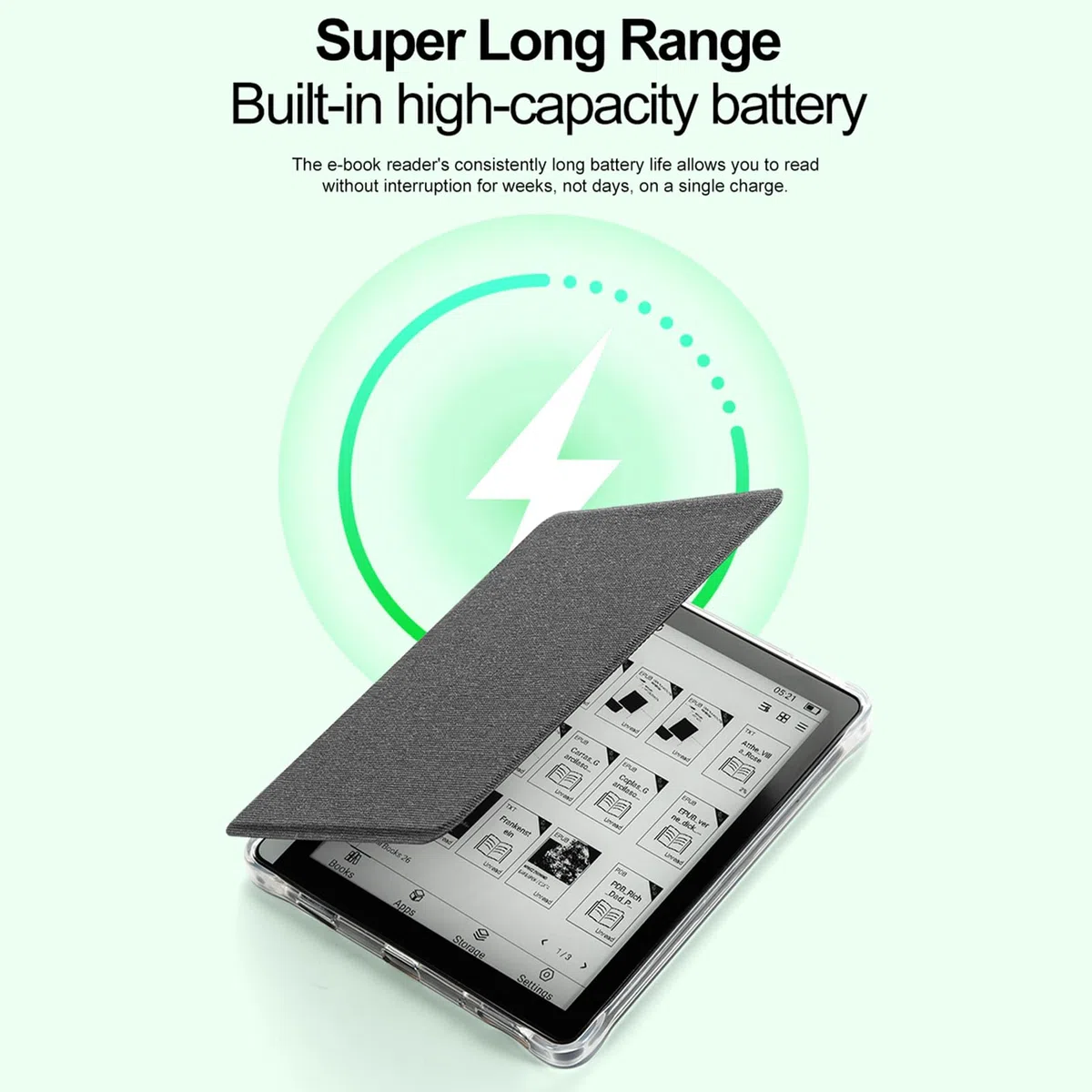 Generic Lettore di Ebook da 5,76 Pollici, Spazio di Archiviazione da 16 GB, Display Antiriflesso per il Massimo Comfort, Tablet da Viaggio Leggero per Formati EPUB PDF MOBI (1G+16G)