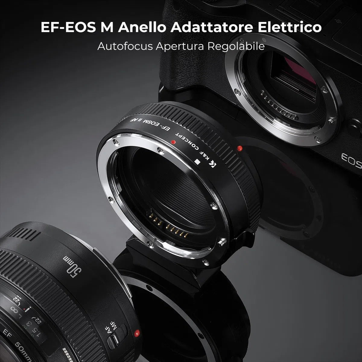 K&F CONCEPT Compatibile con Canon EF/EF-S su EOS M Adattatore Auto 2a Generazione in Metallo con AF con Cappucci Protettivi