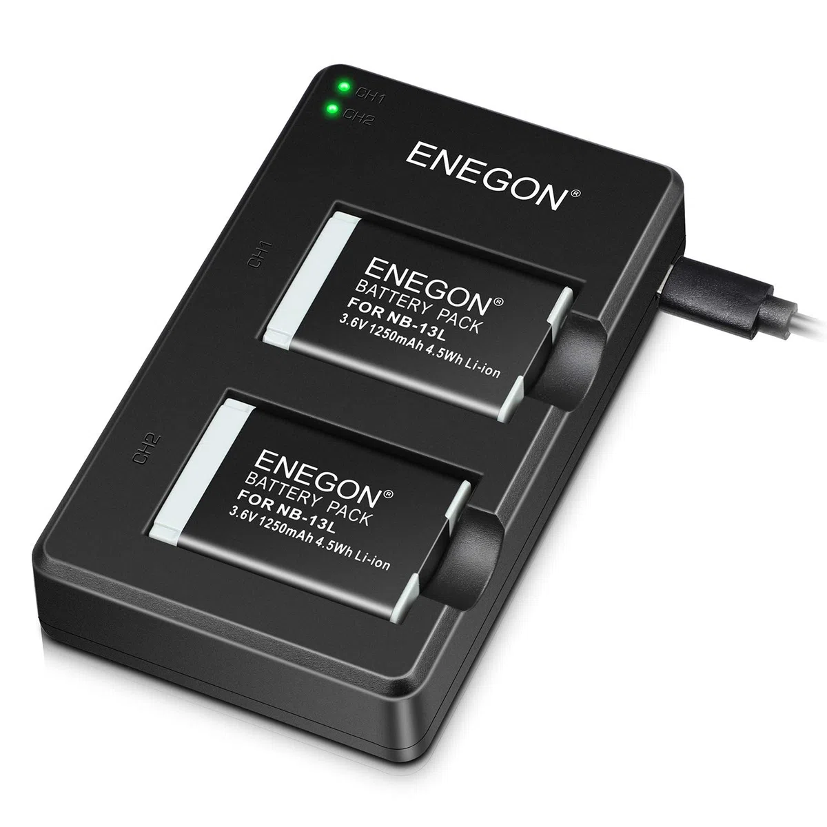 ENEGON Batteria Di Ricambio NB-13L (2-Pacco) e Doppio Caricatore per Fotocamere Canon PowerShot G5X,G5X Mark II,G7X,G7 X Mark II/III,SX720 HS,SX730 HS,SX740 HS,SX620 HS,G1 X Mark III,G9 X,G9X Mark II
