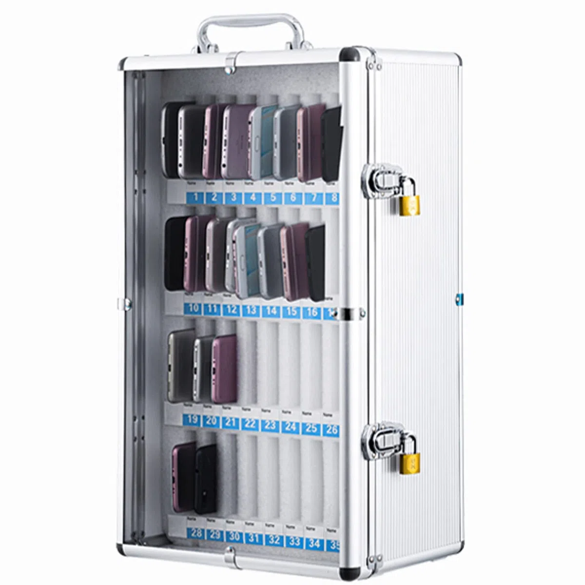 Caja Transparente Para Guardar El Teléfono Con Asa 12/24/36 Ranuras Para Escritorio Soporte Portátil Para Teléfono Móvil Solución De Almacenamiento Segura Para La Oficina Ideal Para El Hogar