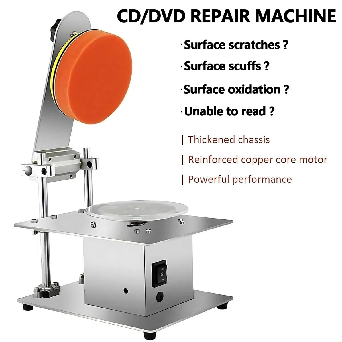 Macchina lucidatrice a disco, 200 W, strumento per la rimozione dei graffi di CD/DVD, riparazione del disco per il recupero dei dati e il fissaggio dei graffi