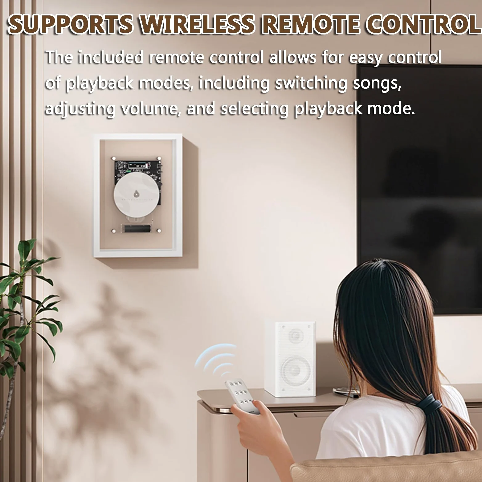 Lettore CD montabile a parete, cornice musicale decorativa con display digitale a LED, doppia modalità di riproduzione e telecomando per casa, ufficio e corridoio decorazione da parete
