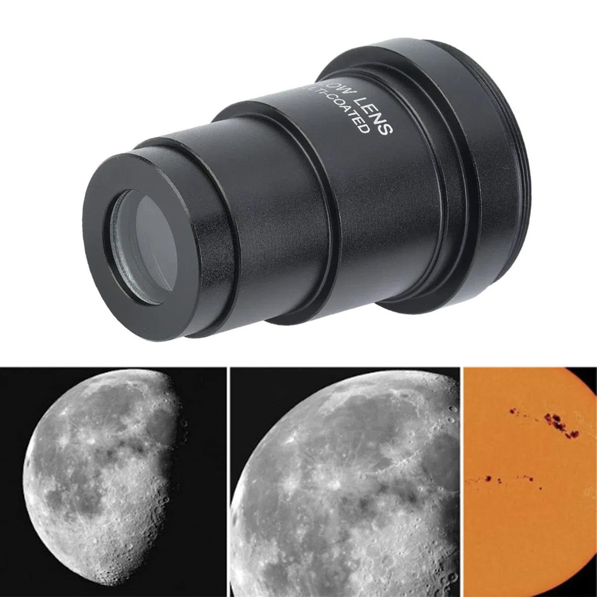 Lente di Barlow 3X Lente di Barlow 3X Vetro Ottico in Metallo Nero Lente di Barlow 3X M42X0.75 Interfaccia Filettata per Oculari del Telescopio Astronomico da 1,25 Pollici