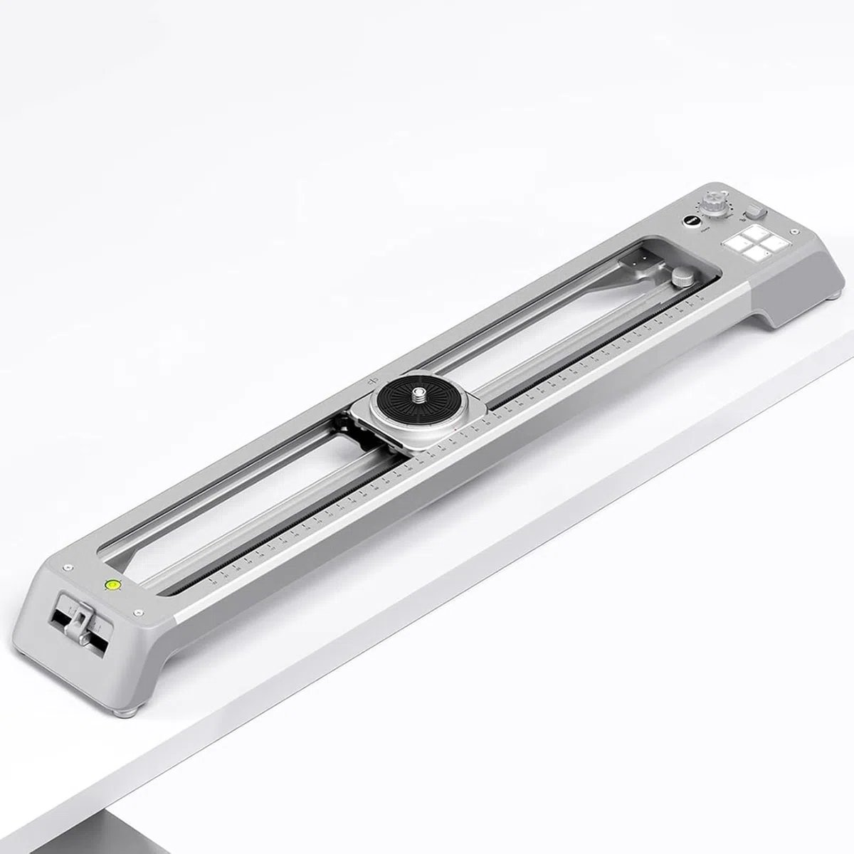 Slider motorizzato per fotocamera con rotazione panoramica, velocità regolabile per time-lapse e riprese video, compatibile con fotocamere reflex