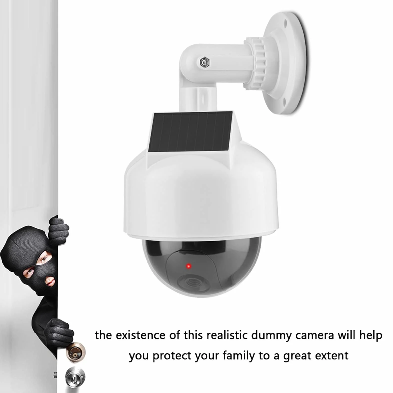 Pilipane Falsa sicurezza di sorveglianza simulata, telecamera di sicurezza fittizia a forma di cupola realistica per interni ed esterni con una luce a LED per la casa/magazzino