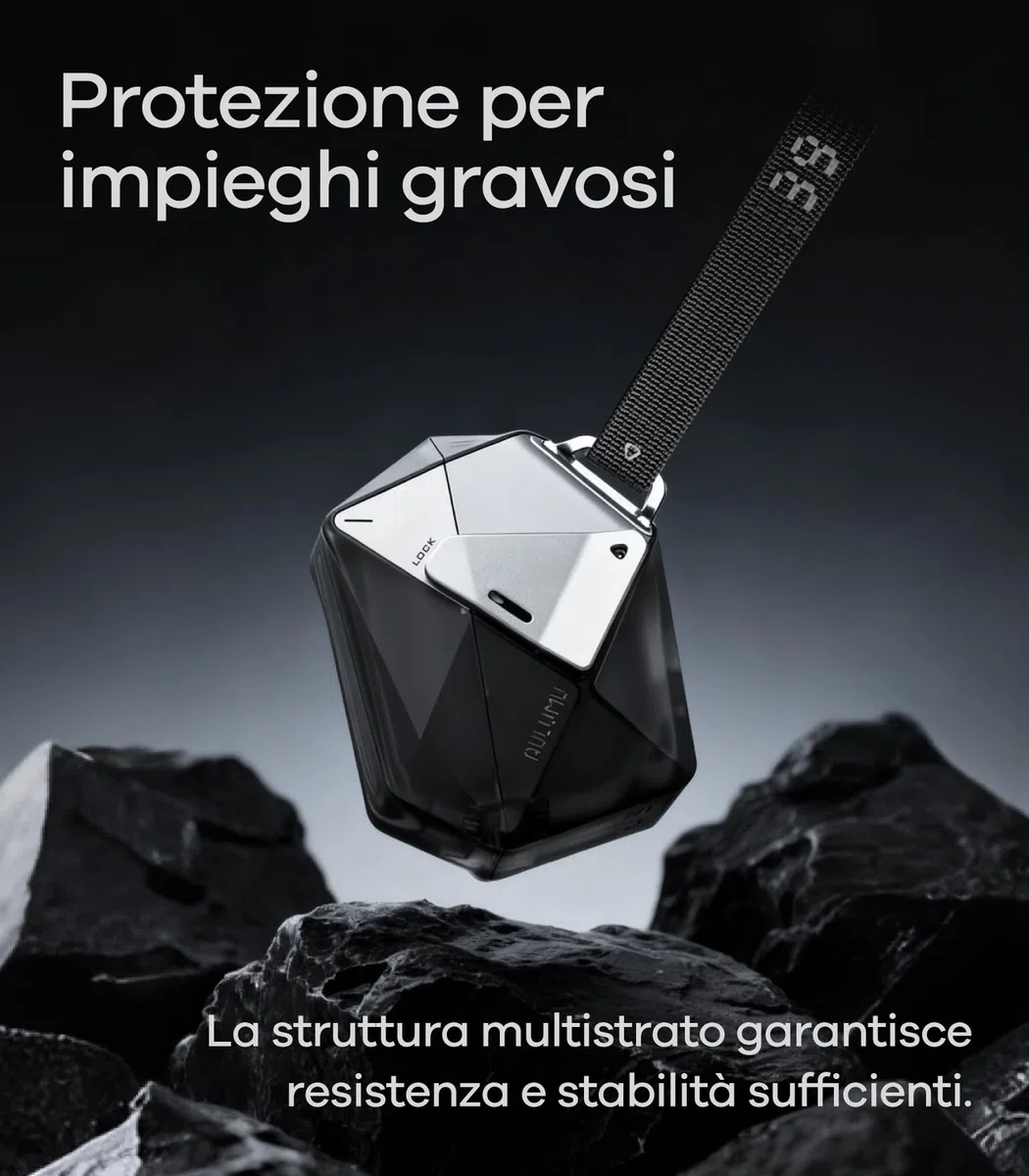Aulumu A39 Cover per AirPods Pro 3 (2025) Custodia Geometrica con Serratura e Cordino, Case Cover Protettiva con Fibbia in Nylon, Armatura in Lega, Protezione Totale Contro le Cadute, Nero