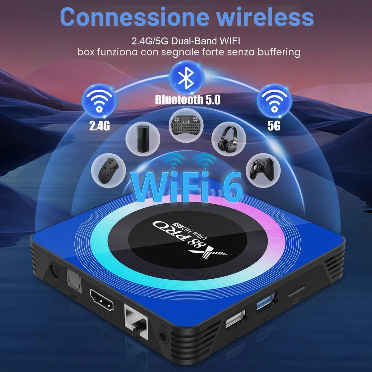 Android 13.0 TV Box, Android Box 4GB RAM 64GB ROM RK3528 Quad-Core 64bit Cortex-A53 support 2.4/5.0GHz Wi-Fi BT5.0 10/100M Ethernet HDMI 2.0 Android TV Box