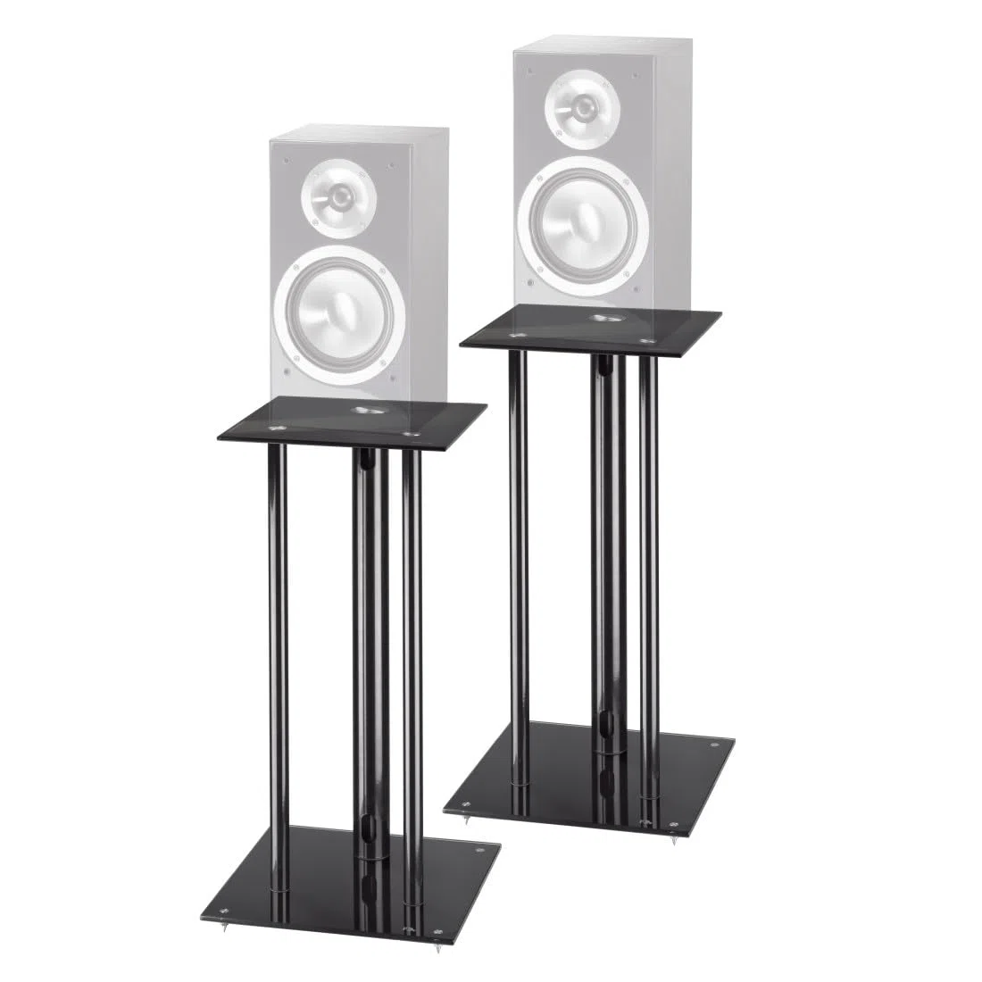 Hama Set di 2 supporti per altoparlanti, per scatole pesanti, con passacavi, ammortizzatori di vibrazione, supporto universale, altezza 64 cm, max. 30 kg, nero