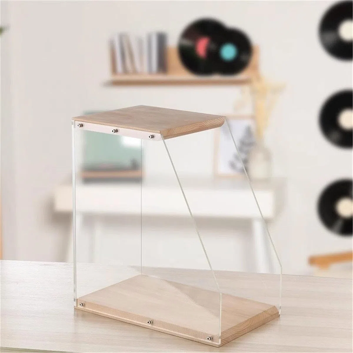 Ufficio Home Porta CD in acrilico dischi verticale da tavolo in vinile Scaffale porta dischi