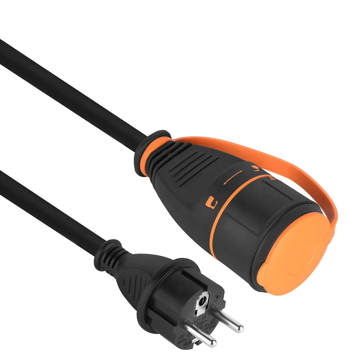 Electraline 01762 Prolunga IP44 20 M in gomma H07RN-F 3G2,5 mm Femmina Francese Electralock dotata di sistema di bloccaggio che impedisce la disconnessione spina-presa, nero