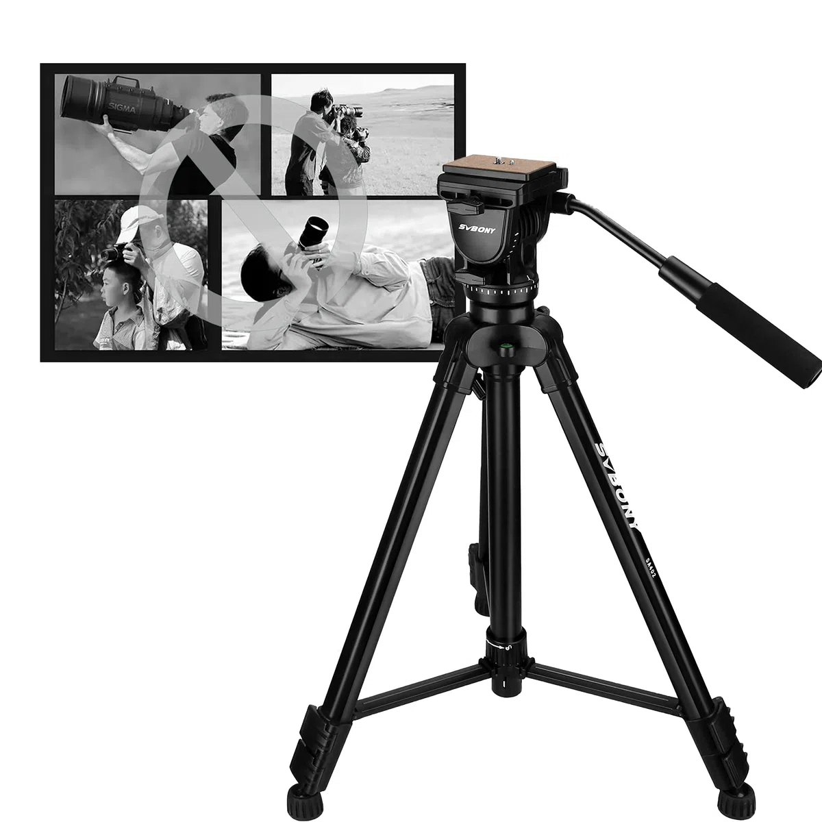 SVBONY Treppiede SA402, treppiede da viaggio in alluminio con piastra a sgancio rapido da 1/4" per cannocchiale e fotocamere reflex digitali DSLR, carico fino a 6 kg