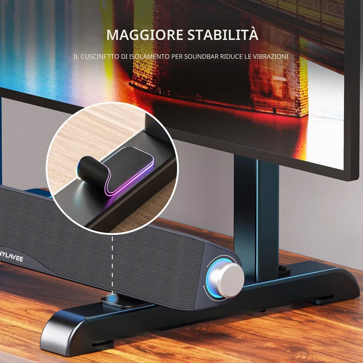 AX WABER Supporto universale per TV, base per TV da tavolo, ricambio senza oscillazioni per la maggior parte dei televisori LCD LED da 24 a 80 pollici, 7 gambe regolabili in altezza per TV fino a 68