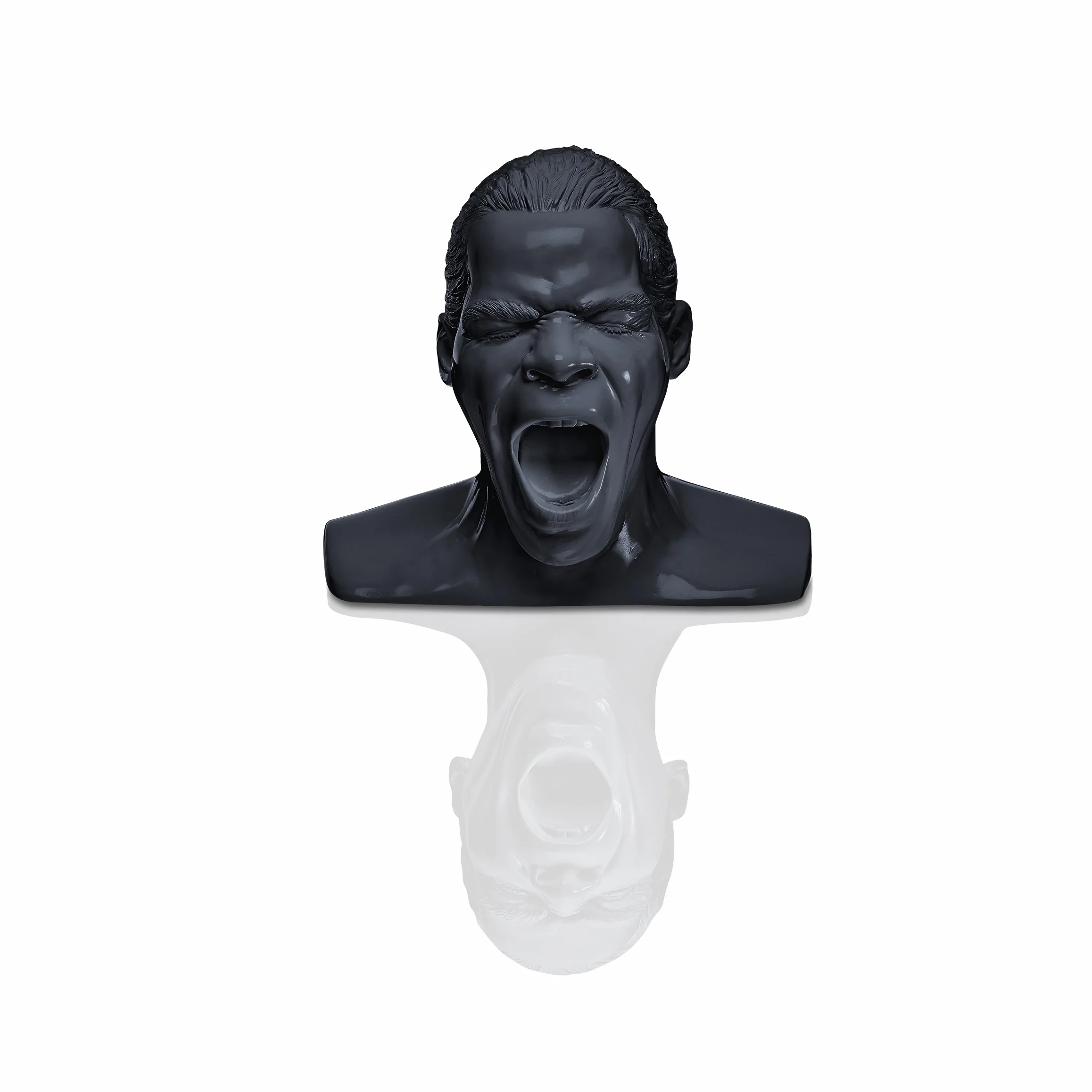 Supporto per cuffie Oehlbach Scream - fatto a mano, in resina, nero - testa di culto Oehlbach per la memorizzazione di cuffie over- e on-ear