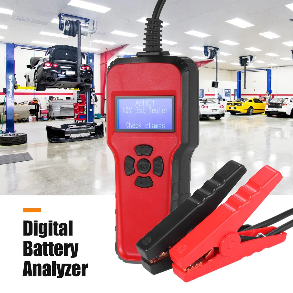 Analizzatore Digitale del Tester per Batterie per Auto per Test di Carico e Ricarica per Uso Automobilistico e Marino a 12 V, Materiale ABS e PC