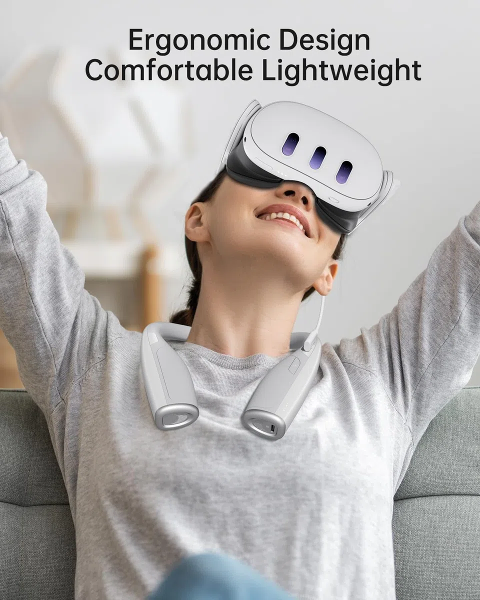 Zybervr Batteria da appendere al collo per Quest 3 per Quest 3S, 10000mAh 20W Batteria a carica rapida per Quest 2 Accessori, meno pressione sulla testa, prolunga il tempo di gioco VR, Nero