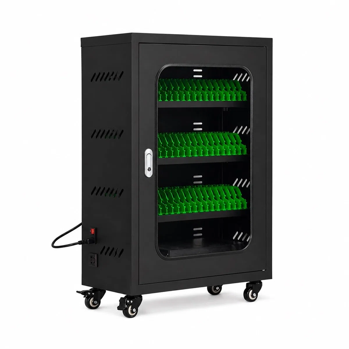 Armadio di Custodia e Ricarica per Telefoni con Chiusura e Sistema USB | Ideale per aziende,scuole,ospedali,biblioteche ed enti pubblici con dispositivi condivisi(Black,50 Slots)