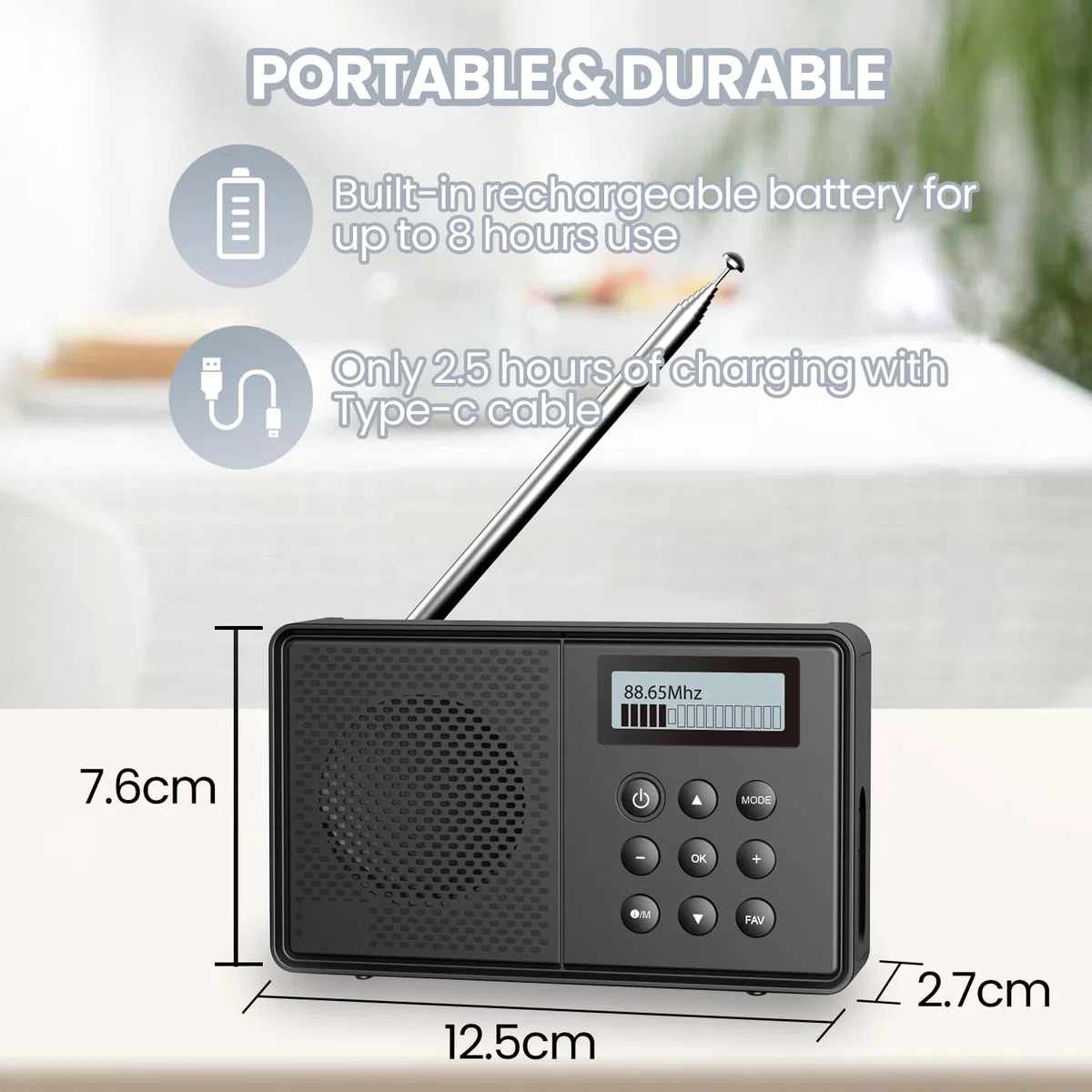 Arafuna Radio Portatile, DAB/FM 40 Stazioni Preimpostate, Bluetooth con Sveglia Doppia, Radio Portatile Ricaricabile, Timer di Spegnimento