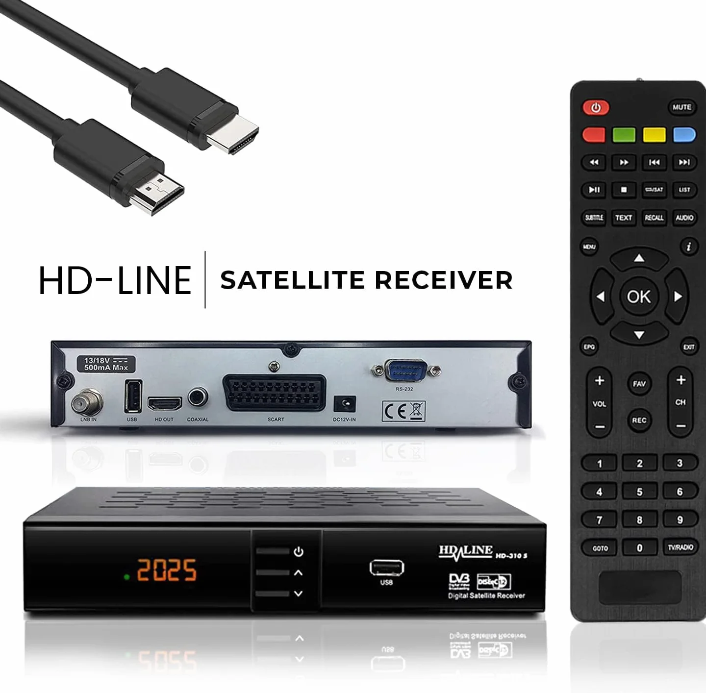 hd-line Ricevitore satellitare HDMI, DVB S2, per HD, digitale TV DVB-S Solo per i canali tedeschi