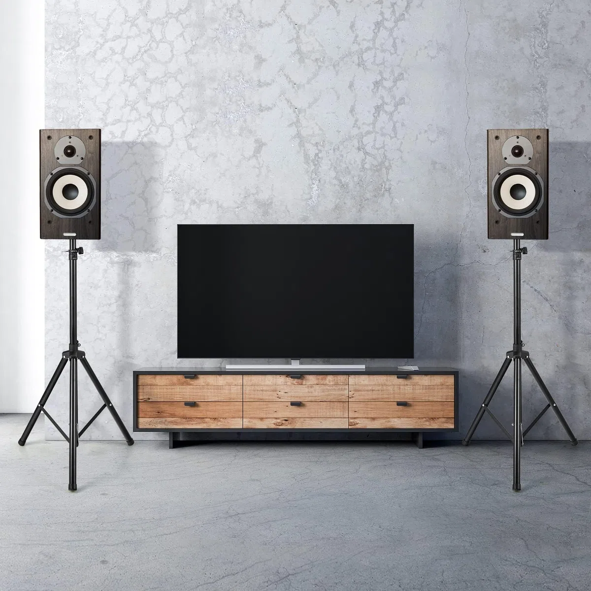 FANTASK Treppiede per boxe, supporto per altoparlanti, regolabile in altezza da 122 a 186 cm, portata fino a 50 kg, per sala musica, sale conferenze, studio, 186 L x 35 B x 186 cm, nero