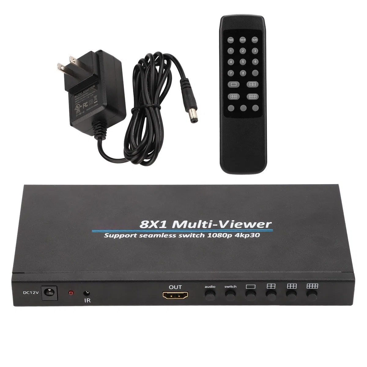 Zunate multiviewer HDMI 8x1, Divisione dello Schermo del Canale, switcher HDMI Seamless Fino a 4K a 60 Hz, Ingresso e Uscita da 10 m per Telecamera di Sicurezza, Console di Gioco