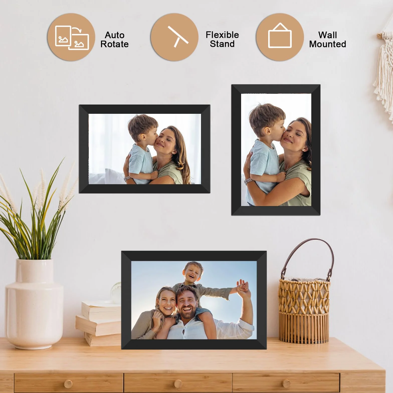 Cornice Digitale Frameo WiFi 32 GB 10,1 Pollici Cornice Digitale Foto 1280 x 800 IPS Touch Screen LCD Cornice Per Foto Con Rotazione Automatica Momenti Istantaneamente Condivisi Tramite l'app Frameo