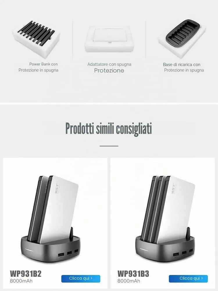 Stazione di Ricarica con Cavi Integrati, Dock Batteria Portatile da 8000 mAh x 8, Power Bank Phone con Alta Capacità, Ricarica Portatile All-in-one per iPhone 17/16/15/14/13/12 Serie