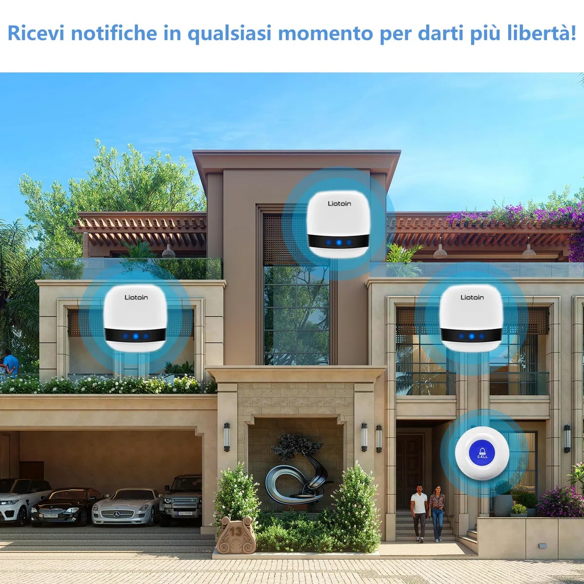 Cercapersone Per Anziani Pulsante di Chiamata Wireless Allarme Sicurezza Cercapersone Sistema di Emergenza Chiamata Sistema di assistenza impermeabile per (2 Trasmettitori 2 Ricevitori) …