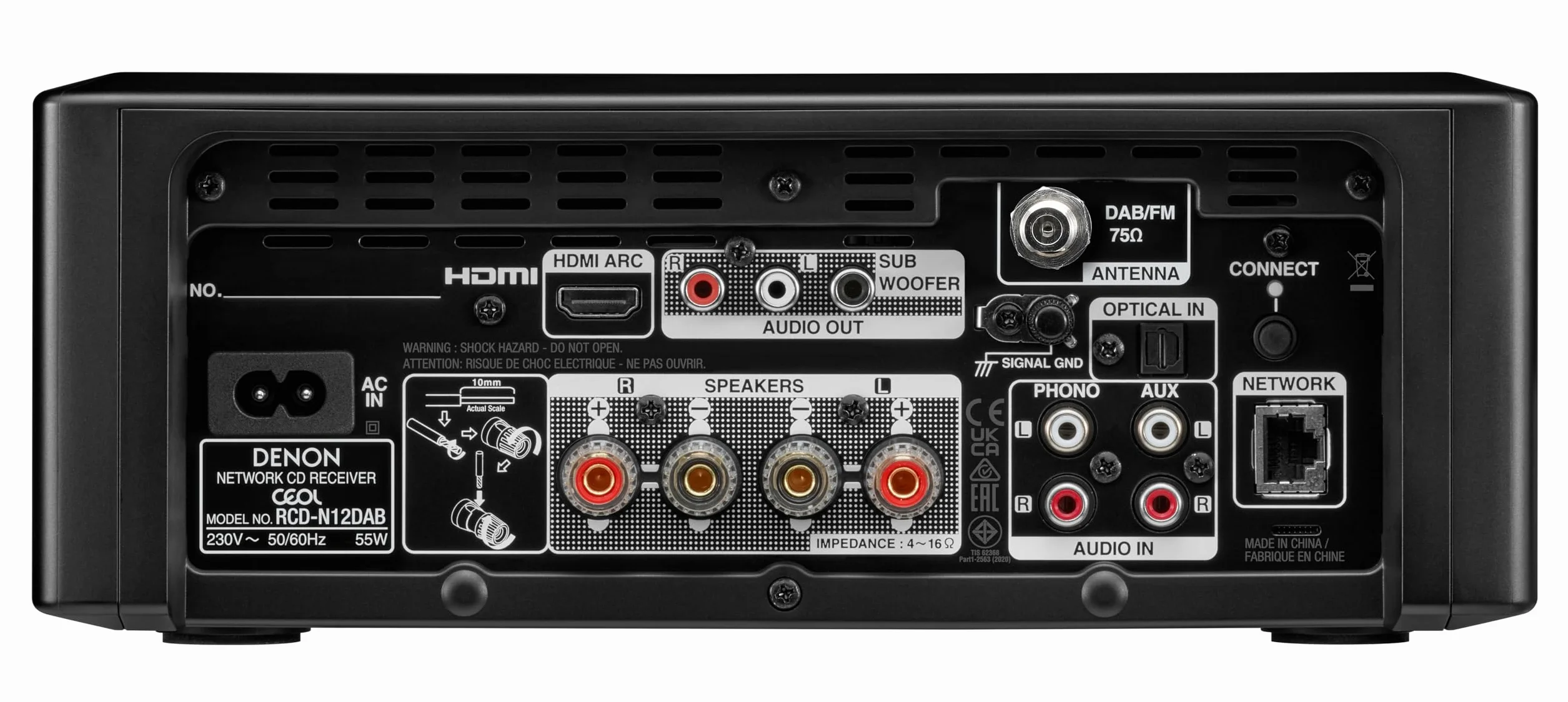 Denon CEOL N12DAB Sistema all-in-one con lettore CD, radio DAB/FM, HDMI ARC e HEOS Built-in - Nero