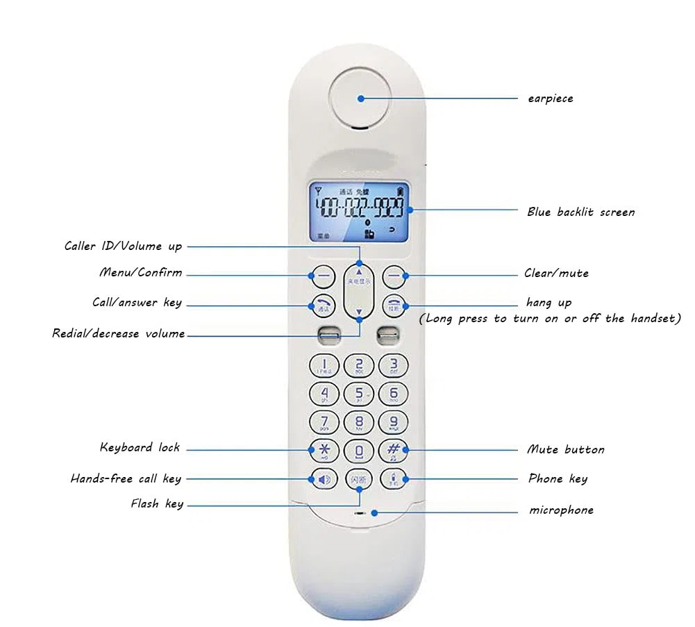 Telefono cordless con segreteria telefonica, blocco chiamate fastidiose, telefono domestico robusto