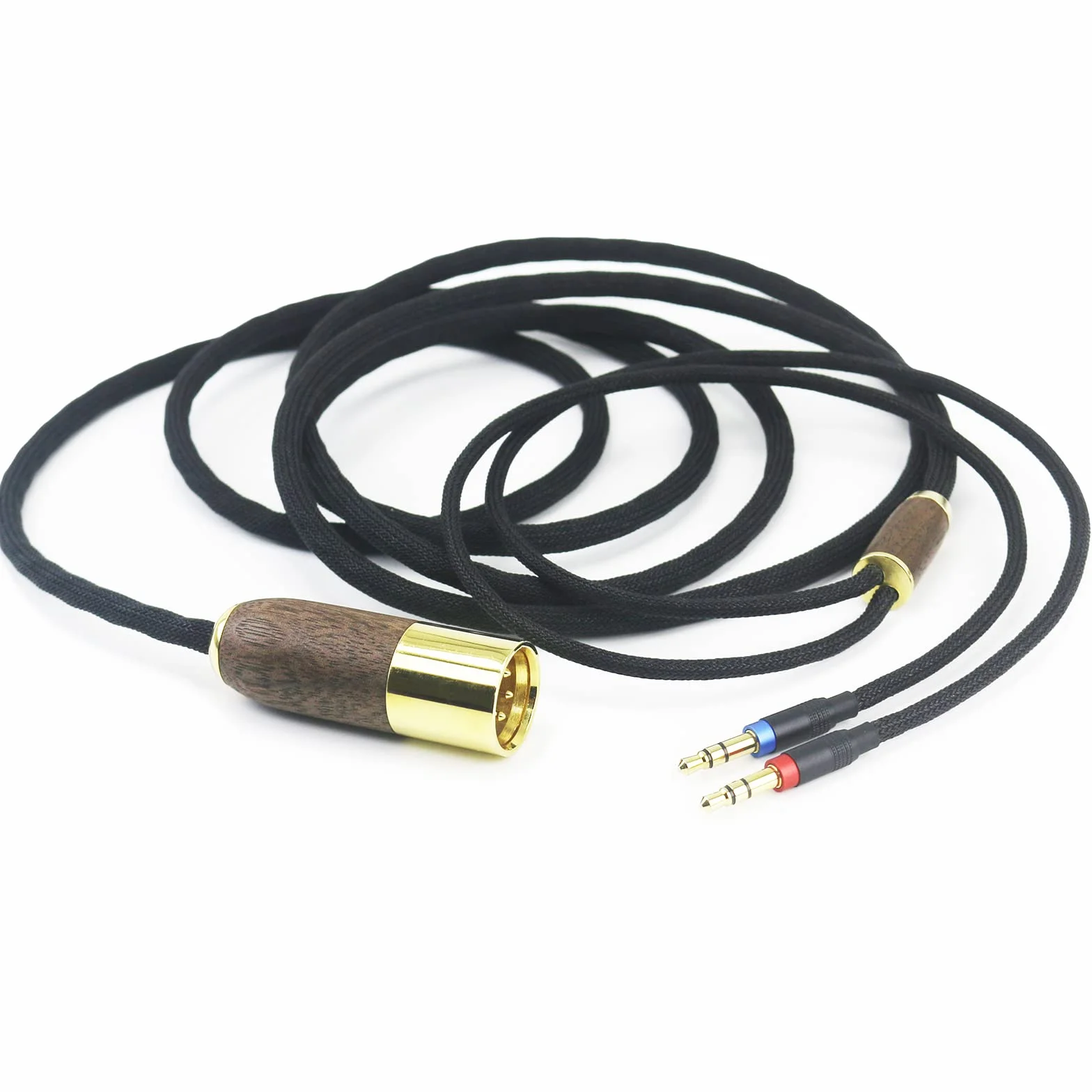 Cavo bilanciato XLR a 4 pin 6N OCC rame placcato argento guscio in legno noce compatibile con cuffie Hifiman Ananda, Sundara, Arya, HE400SE, HE4XX, HE-400i (versione 2 x 3,5 mm) 3 m