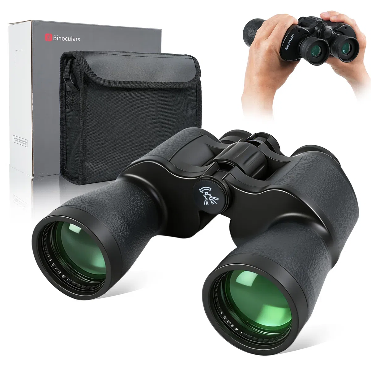 Binocolo 7x50 per Adulti con Visione Chiara, Binocolo Compatto per Birdwatching Caccia Viaggi Partite di Calcio Osservazione Delle Stelle con Custodia e Tracolla