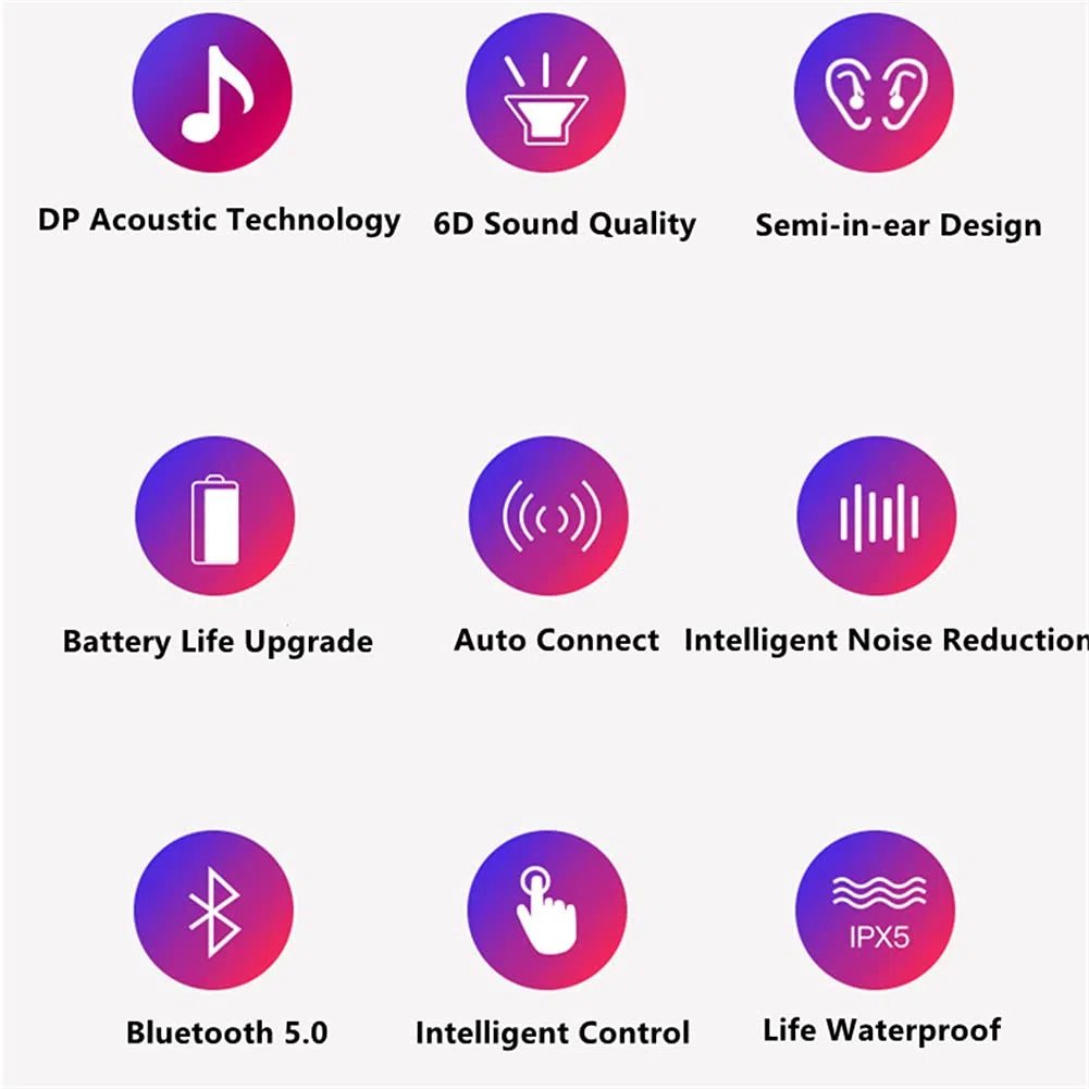 True Auricolari Wireless, 5.0 Bluetooth Auricolare Auricolare Hear Sereno Stereo Mic Integrata, Cuffie Wireless con Riduzione del Rumore, per L'allenamento in Palestra,B