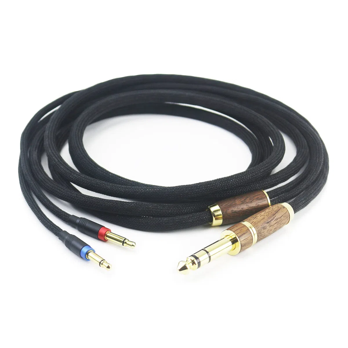 Cavo audio di ricambio 7N OCC placcato argento compatibile con Denon AH-D7200 AH-D7100 AH-D9200 AH-D5200, per cuffie Focal Elear con guscio in legno di noce, adattatore da 3,5 mm/6,35 mm