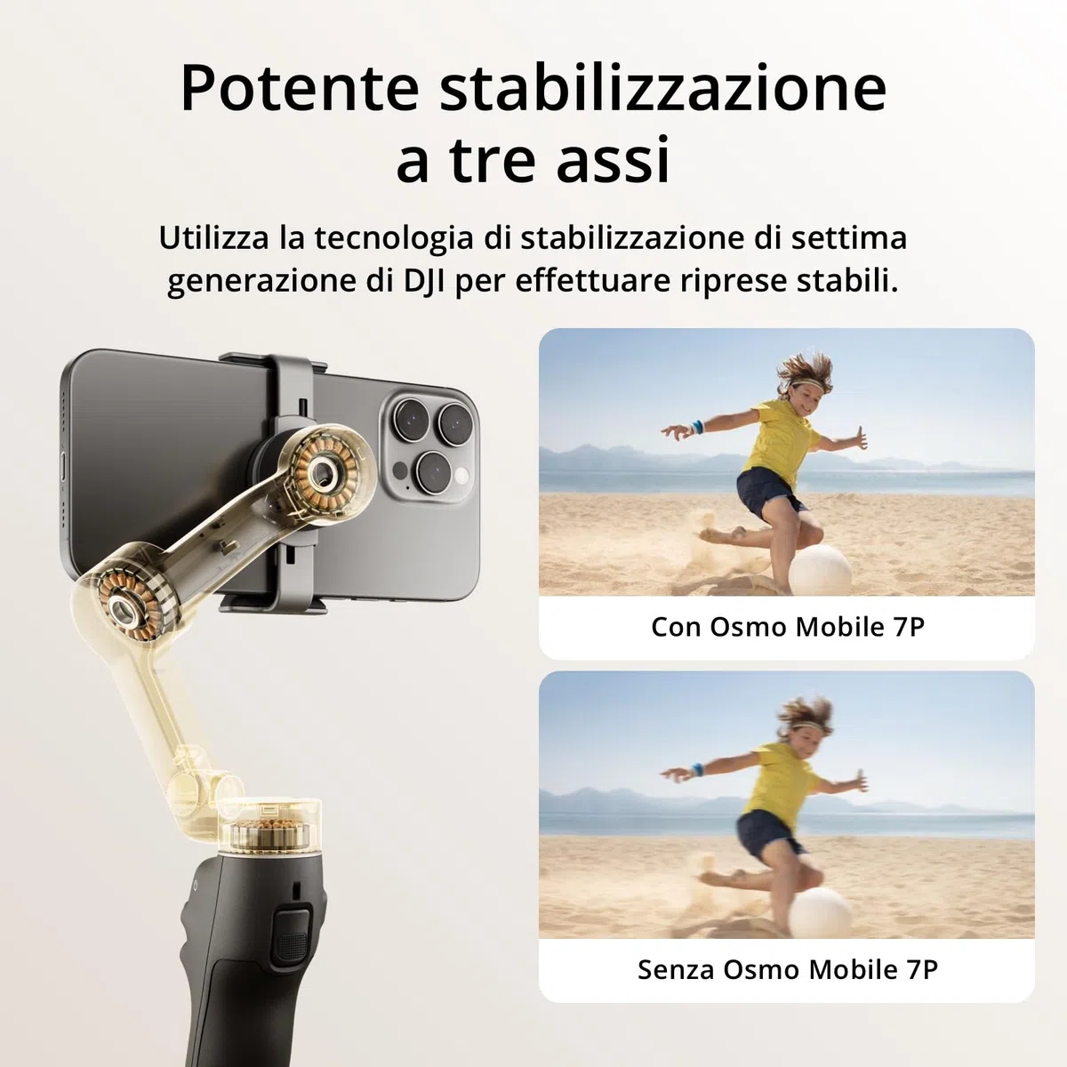 DJI Osmo Mobile 7P Stabilizzatore per iPhone, Android, Tracciamento nativo, Illuminazione, Stabilizzatore 3 assi per smartphone, Avvio rapido, Manico telescopico e treppiede integrati