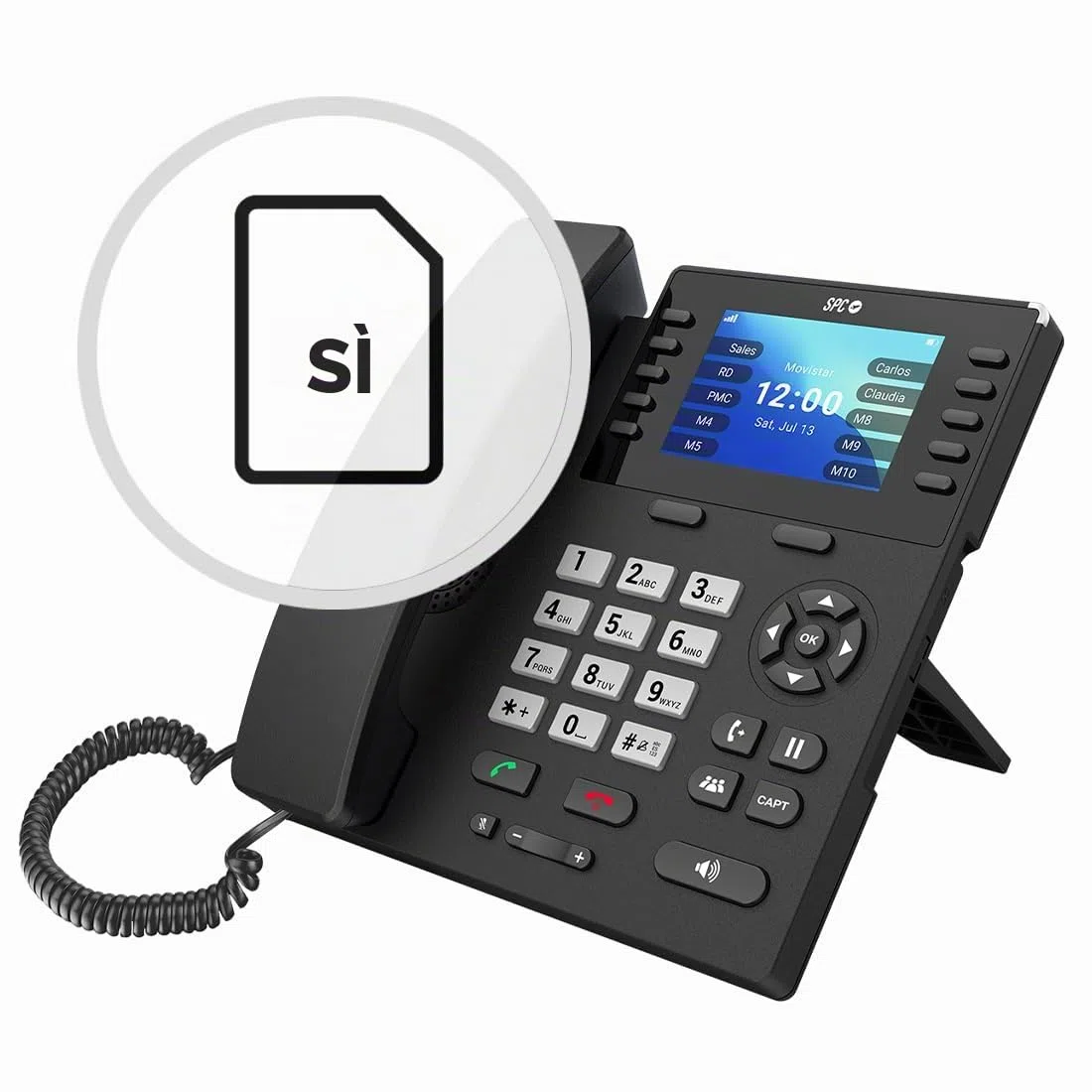 SPC WF100 - Telefono fisso SIM, 4G, Android, display 3,5", WiFi | Chiamate VoLTE/VoWiFi, configurazione a distanza, connettività Bluetooth, hotspot WiFi, 10 memorie, porta USB-C, jack 3,5mm