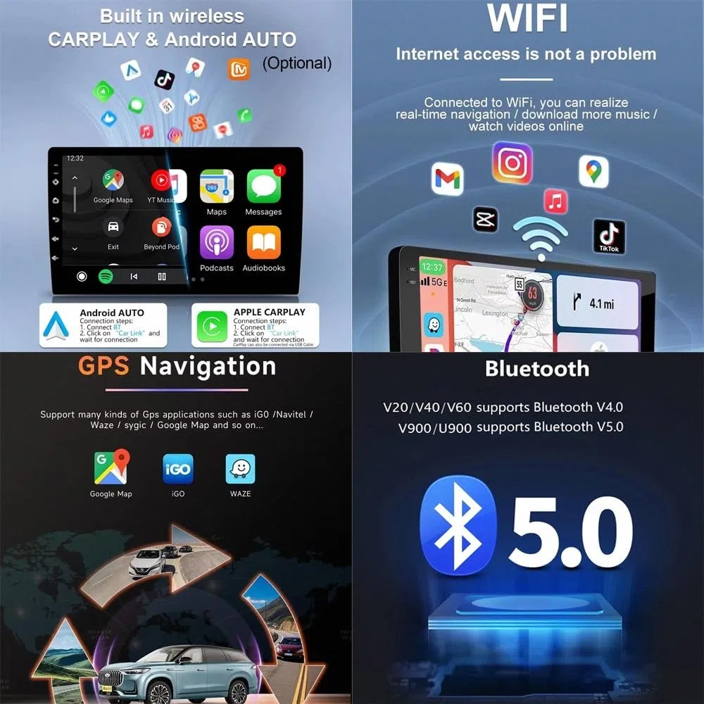 Autoradio Gps Navigation 2 Din per Chevrolet Epica 2007-2012 Wireless Carplay Android Auto Stereo Auto Bluetooth Ips con Pantalla Táctil con Gps, 4 Nucleo 1G+32G