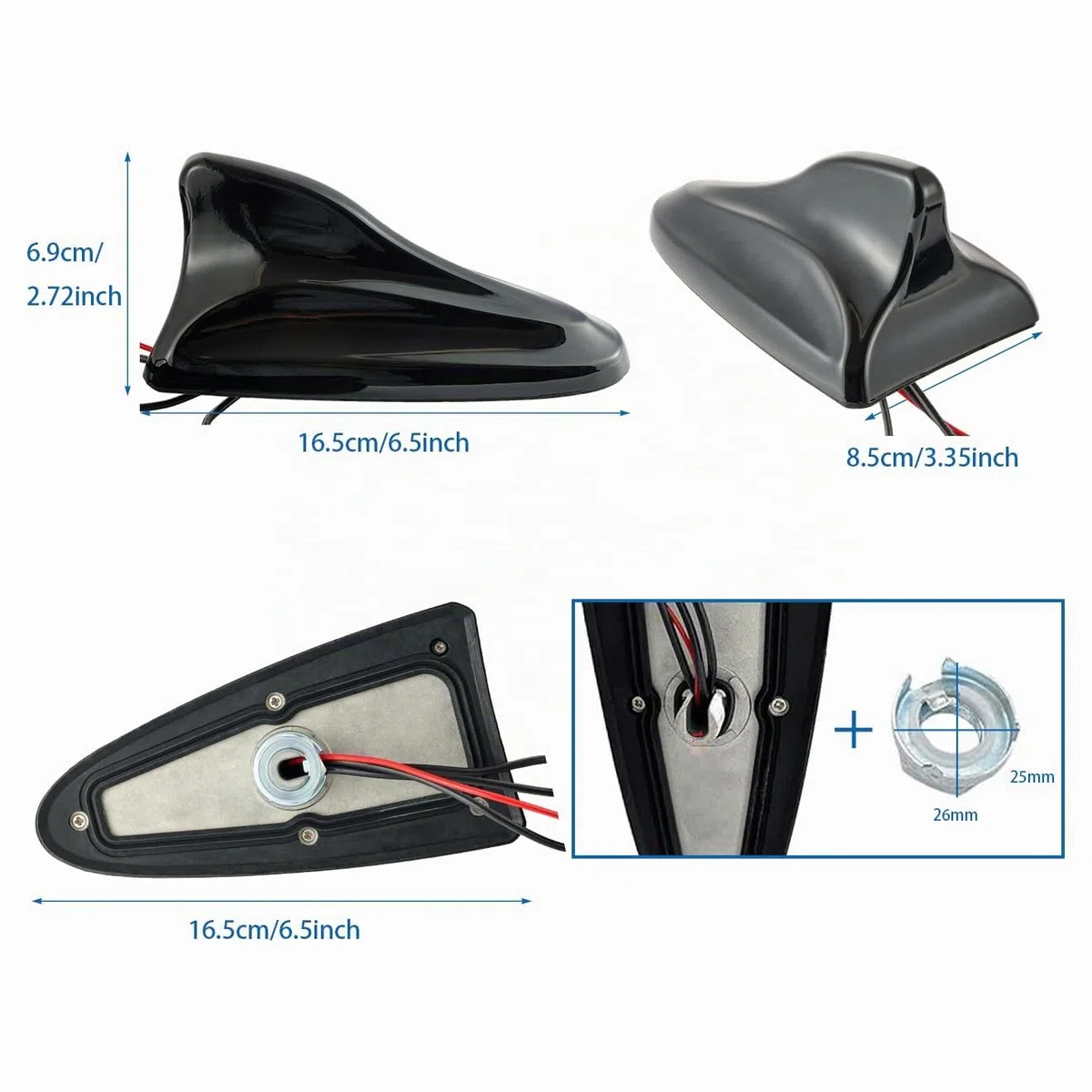 Vecys DAB DAB + Antenna per Auto Pinna di Squalo FM/AM GPS Antenna per Tetto Auto Amplificatore di Segnale Adattatore SMB a SMA a DIN 5m Cavo di Prolunga RG174 per Auto Radio Digitale DAB