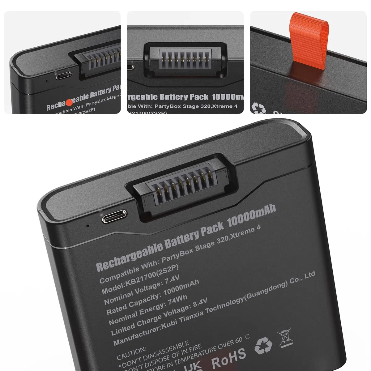 10Ah Batterry 400 compatibile con Altoparlanti PartyBox Stage 320 e Xtreme4 | Facile Installare, Batteria per Prolungare Durata Della Festa