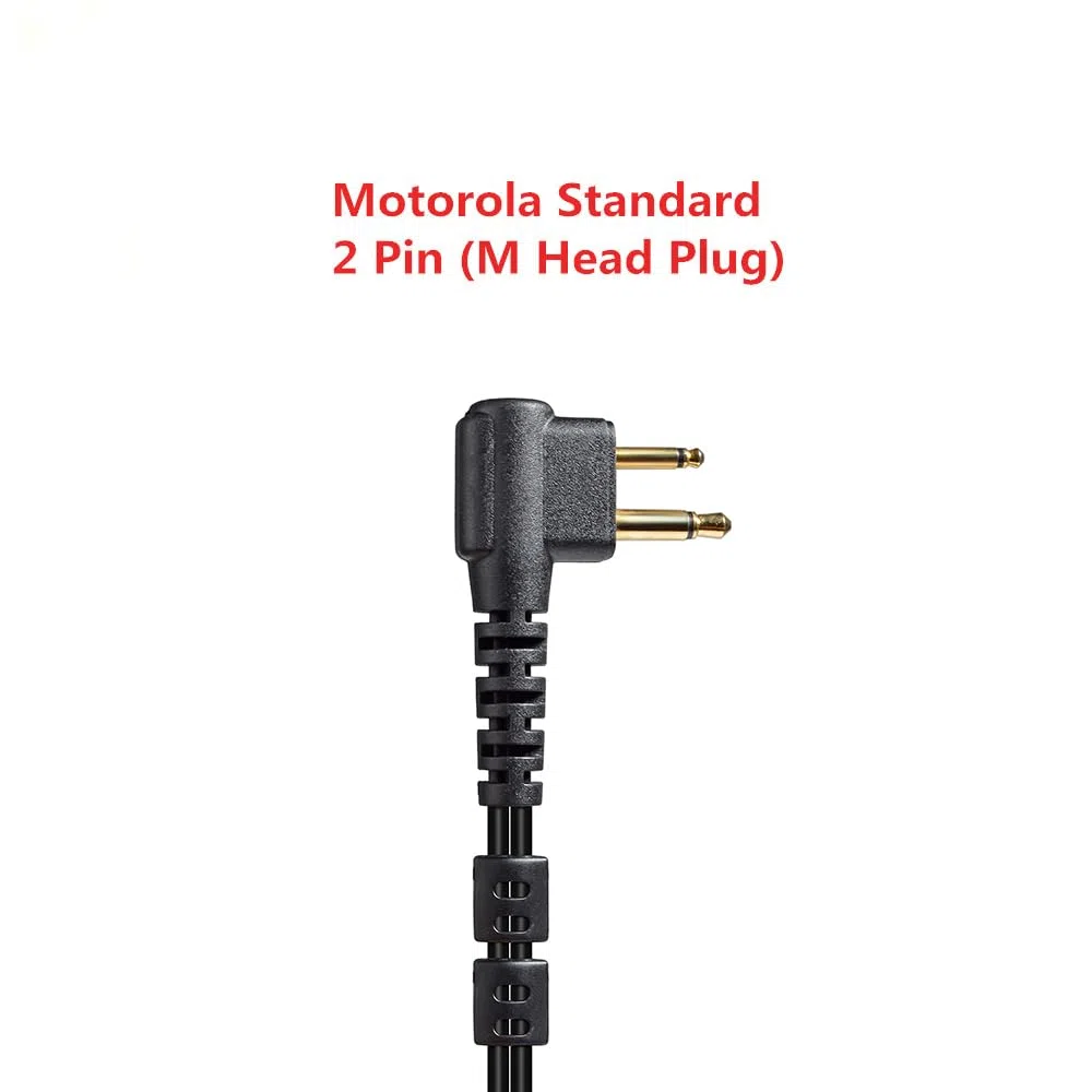 HYS Microfono con Mono Auricolare Compatibile con Motorola CP040 CP140 Walkie Talkie, Connettore a L 2 Pin, forma di D (D10M-10)