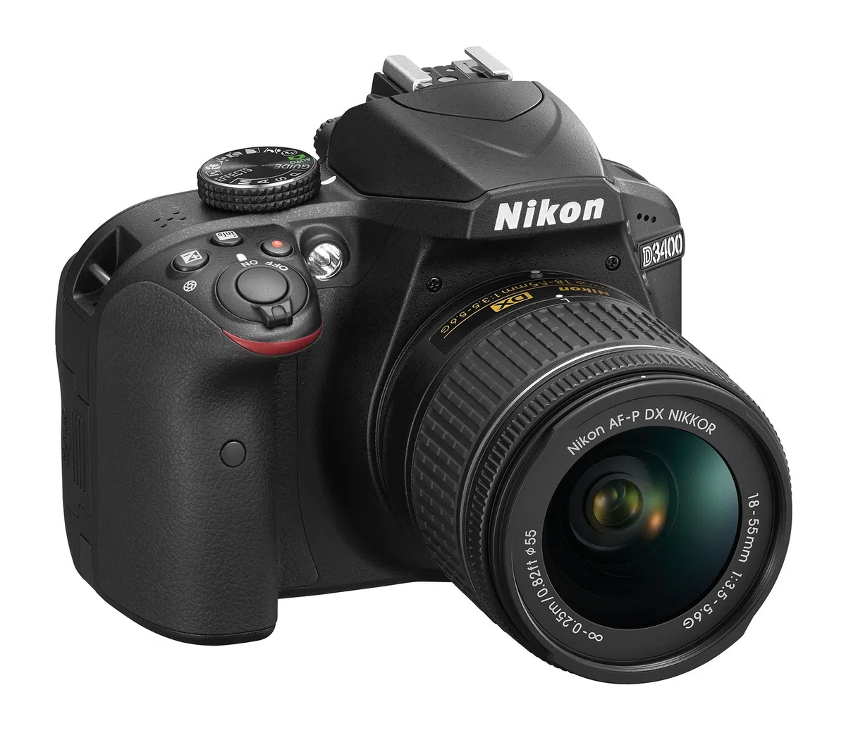 Nikon D3400 Fotocamera Reflex Digitale con Obiettivo Nikkor AF-P 18/55VR, 24,7 Megapixel, LCD 3", SD da 8 GB 300x Premium Lexar, Nero [Nital Card: 4 Anni di Garanzia]