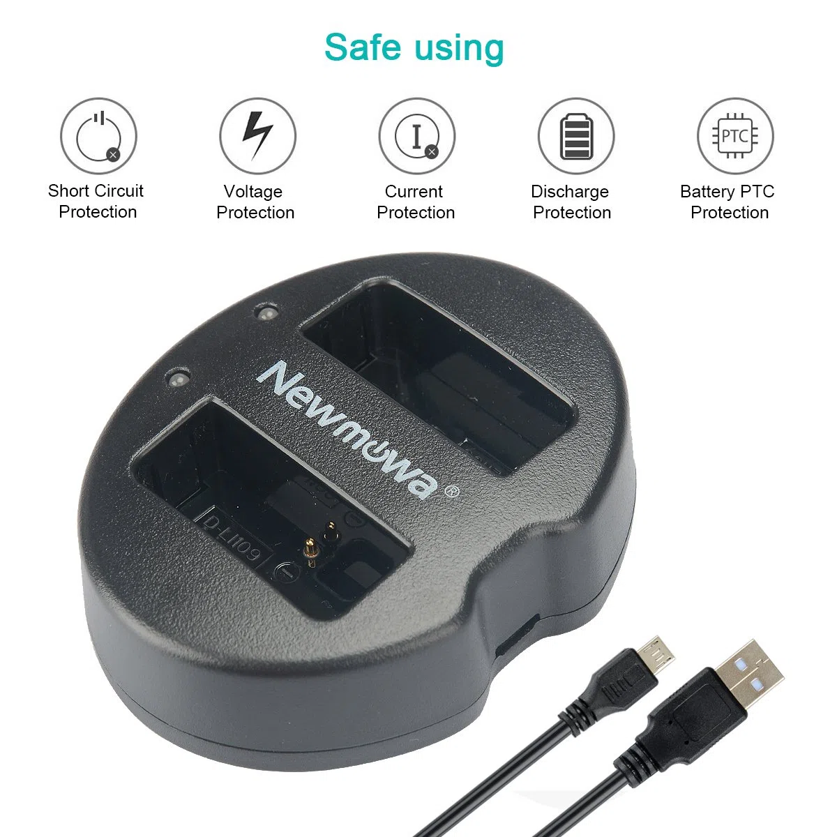 Newmowa D-LI109 Batteria (confezione da 2) e Doppio Caricatore USB per Pentax D-Li109 Pentax K-R KP K-30 K-50 K-500 K-S1 K-S2